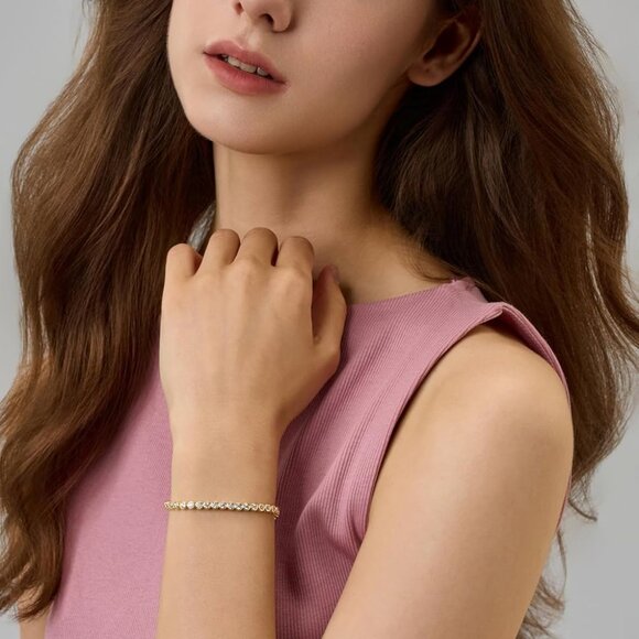 14K Gold Filled Tennis Bracelet for Women 2mm-3mm Cubic Zirconia Elegant Gift - Picture 7 of 9